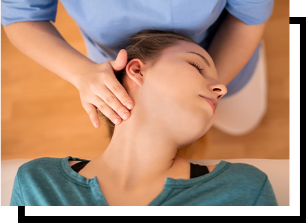 a woman getting her neck adjusted by a chiropractor
